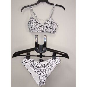 Women's Black White Polka Dot Bikini Size XS